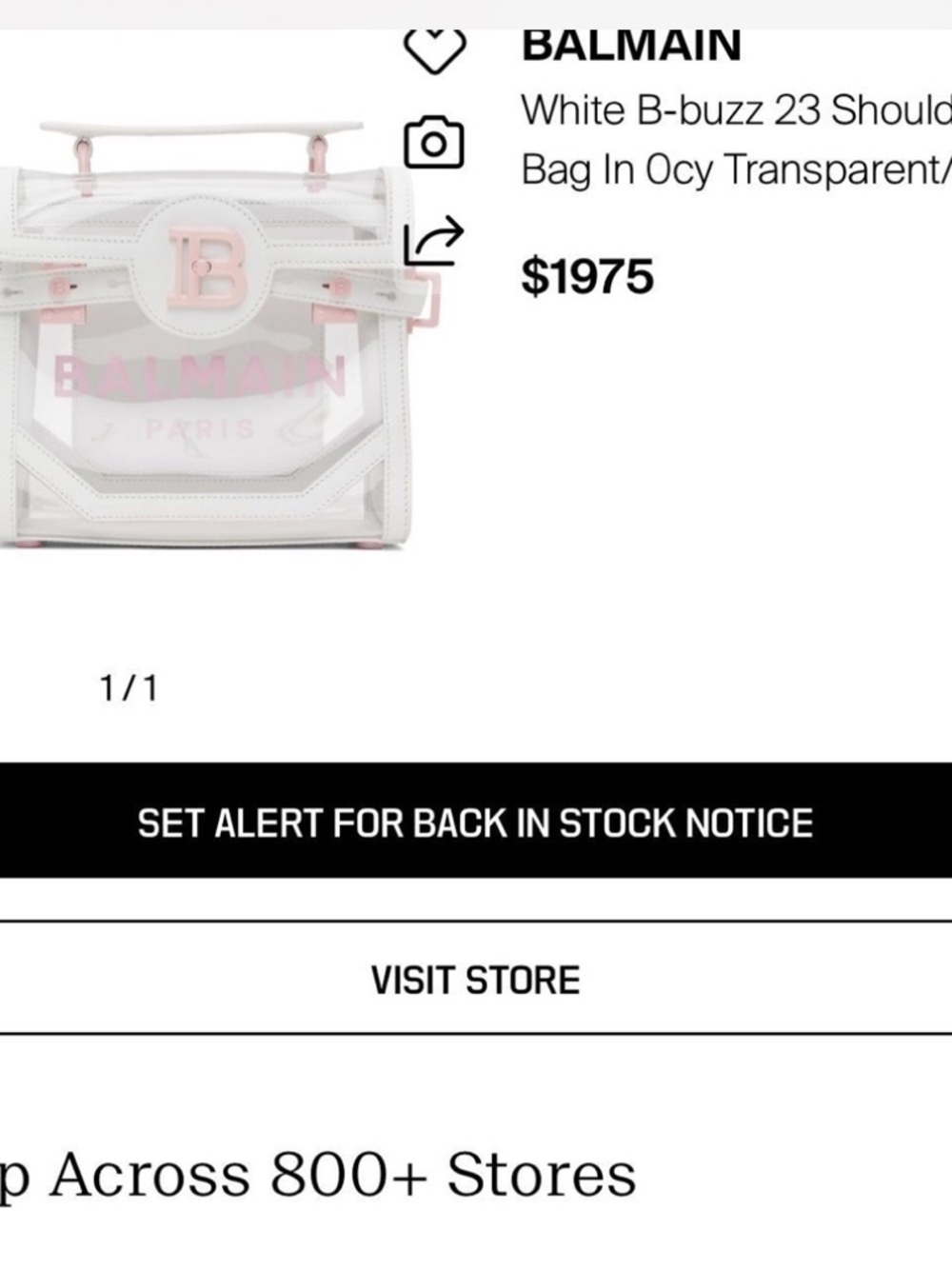 Balmain Transparent Shoulder Bag with White Trim and Pale Pink Accents